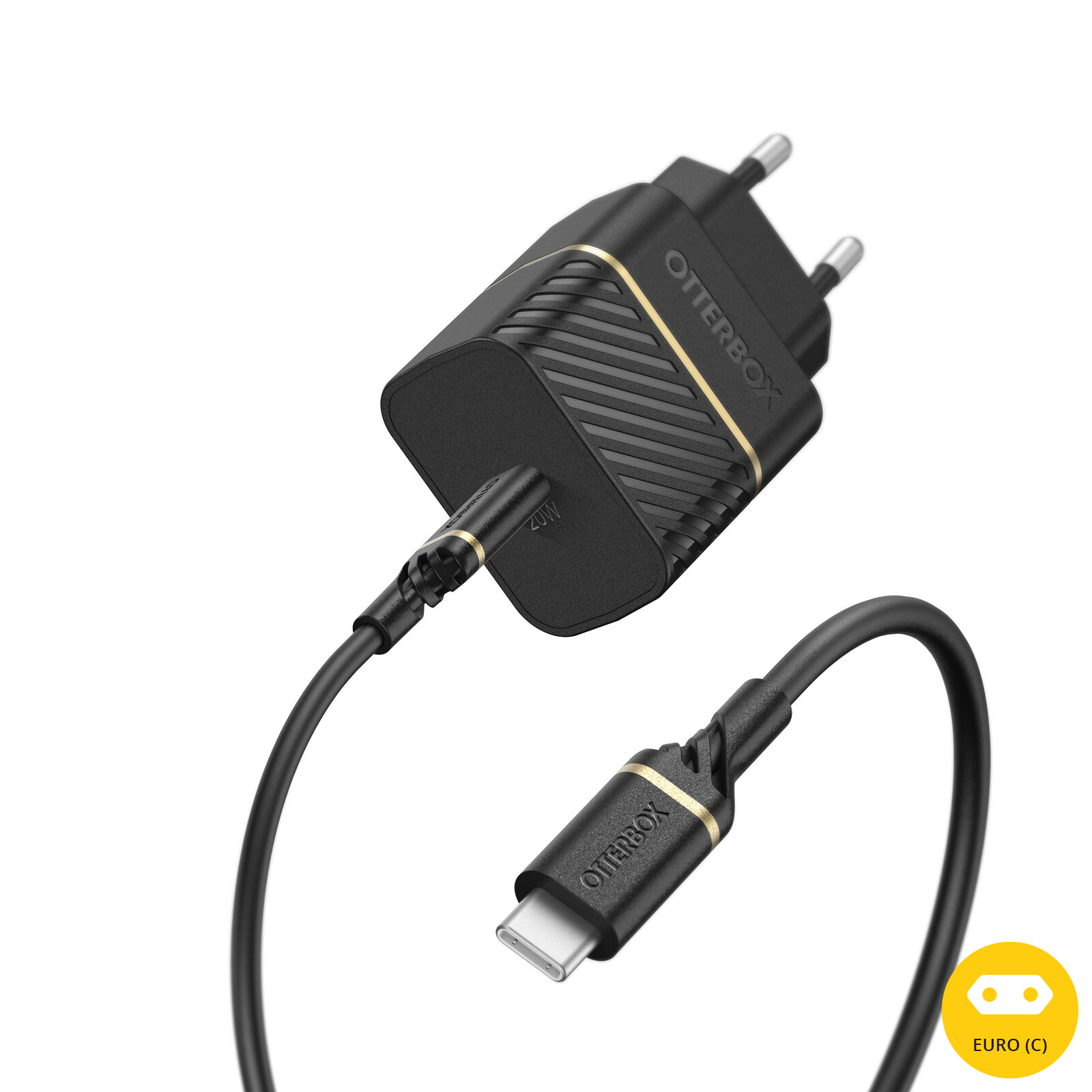 USB-C to USB-C 20W Wall Charger + Cable Black Shimmer