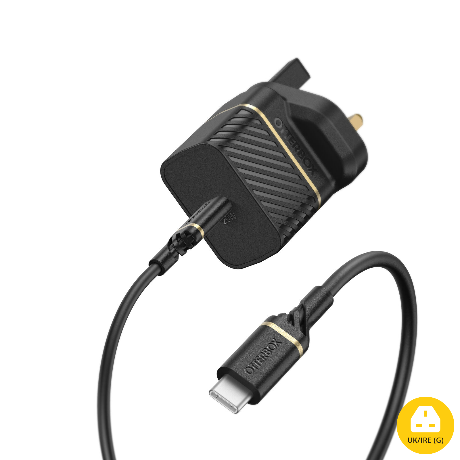 USB-C to USB-C 20W Wall Charger + Cable Black Shimmer