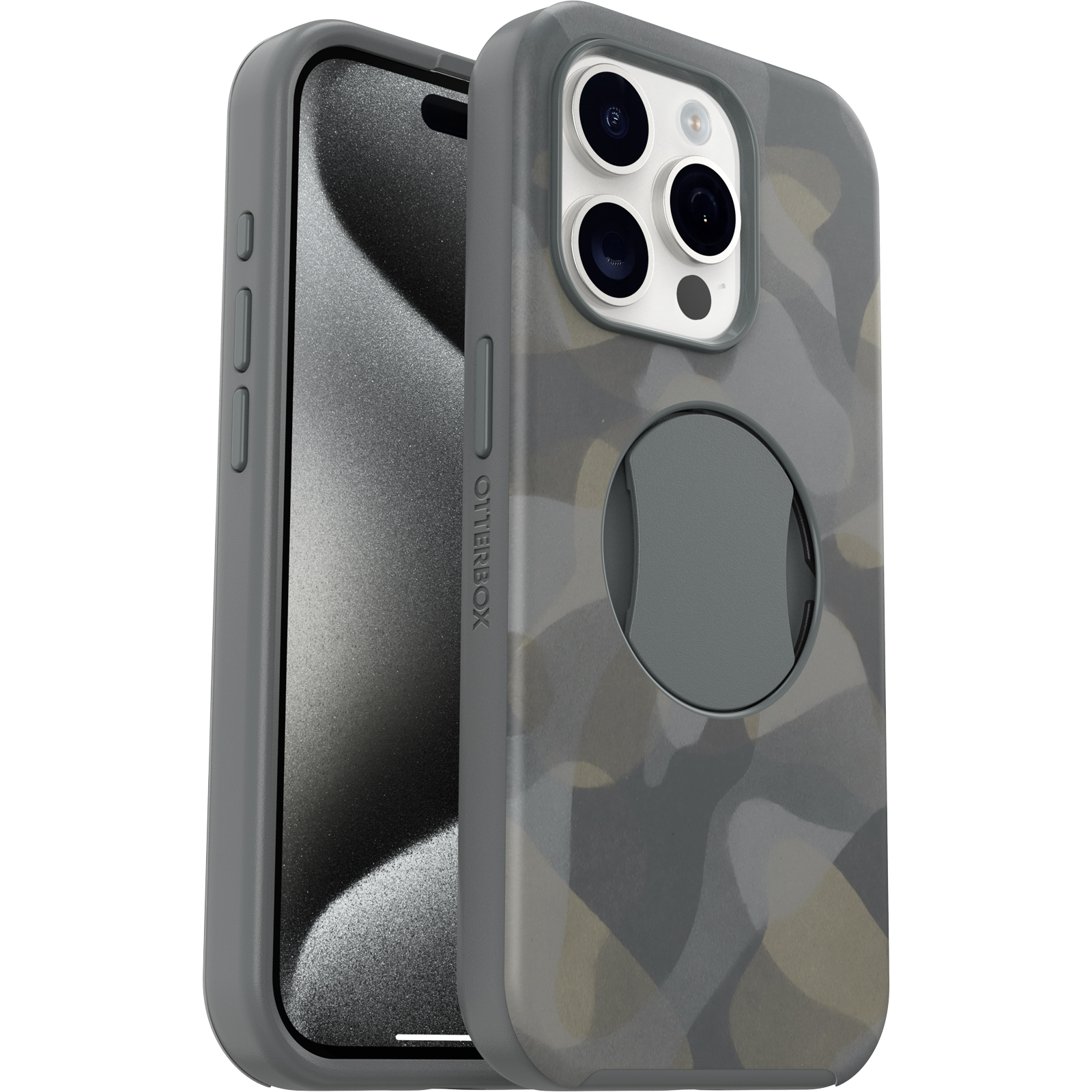 iPhone 15 Pro Case | OtterBox OtterGrip Symmetry Series for MagSafe Iron Camo