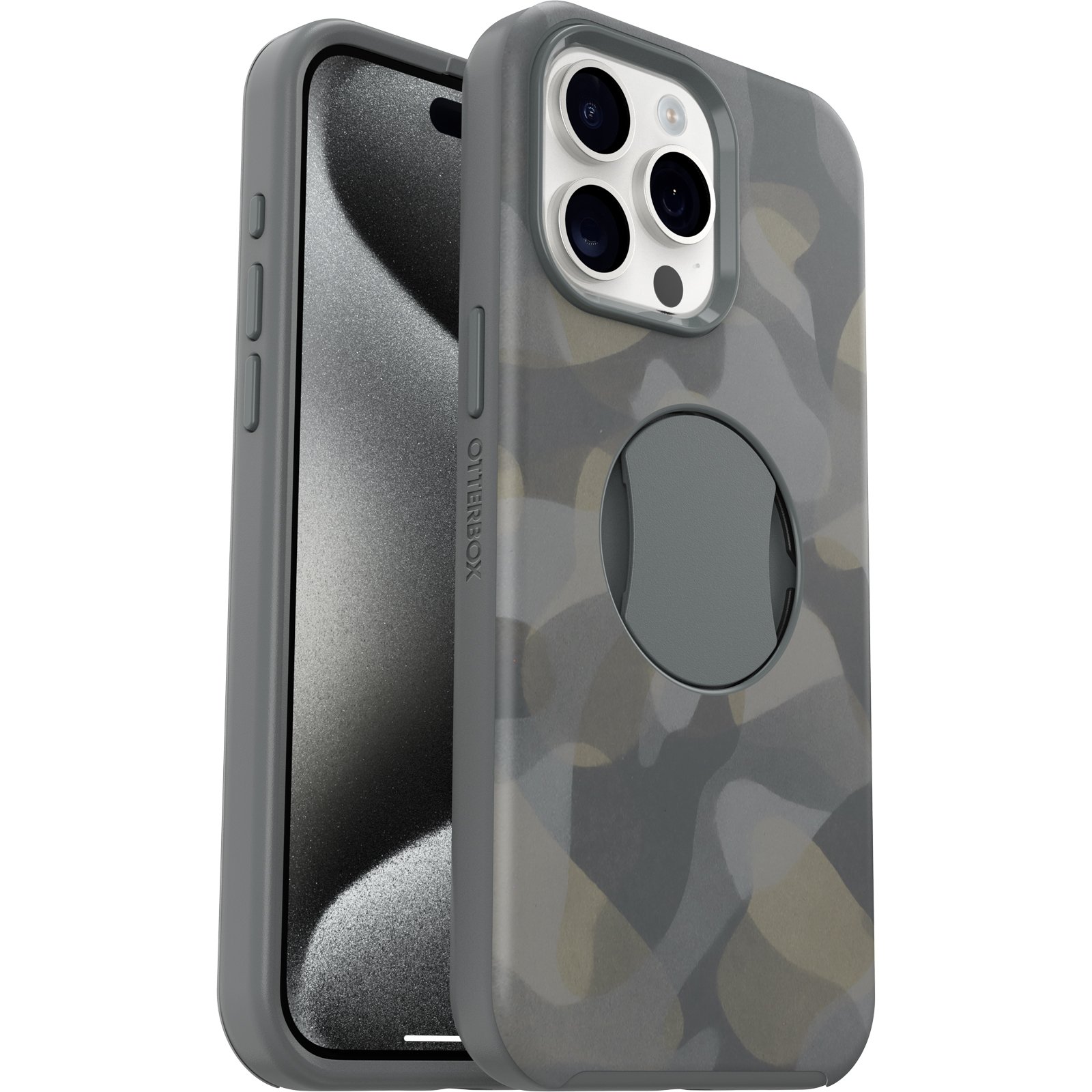 iPhone 15 Pro Max Case | OtterBox OtterGrip Symmetry Series for MagSafe Iron Camo